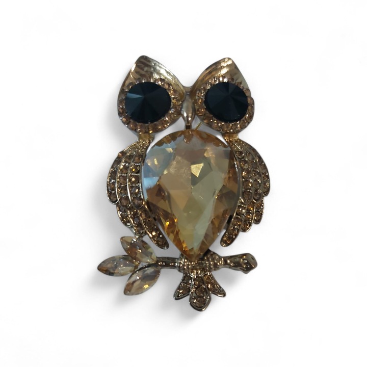 SHINY többszínű bagoly bross, arany