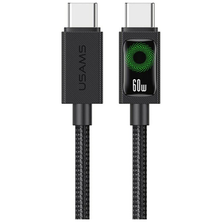 Cablu pentru incarcare si transfer de date USAMS U92, USB-C la USB-C, 60W, 3A, 1.2m, Negru