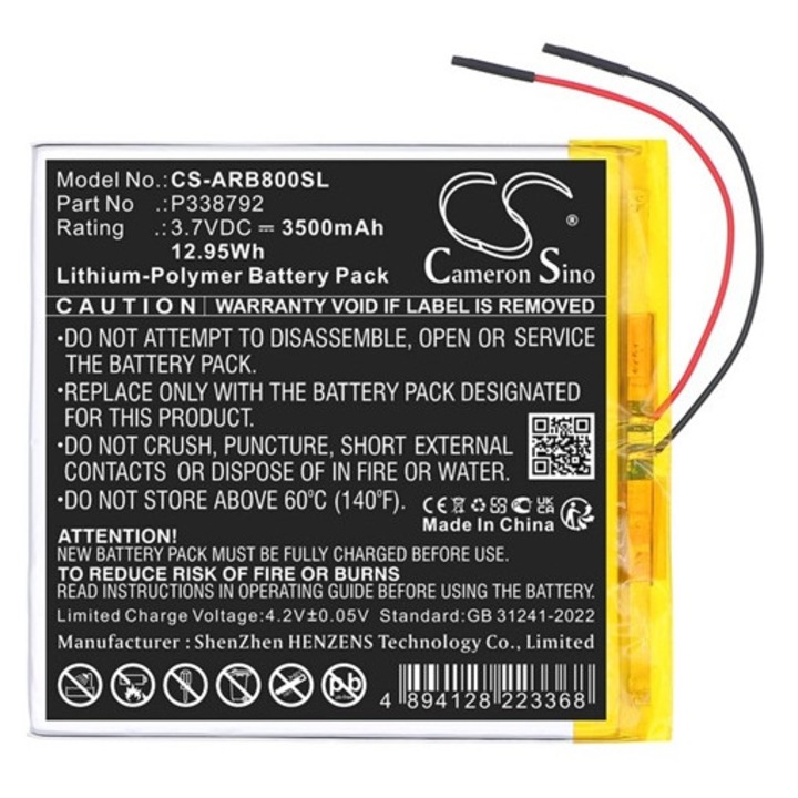 Cameron sino li-polymer akkumulátor, 3, 7v / 3500mAh, archos p338792 kompatibilis fekete, gyártói csomagolás
