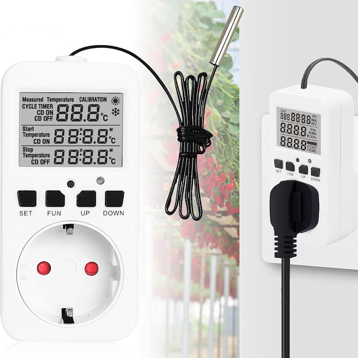 Priza cu Termostat Miraza, Programabila, Control Incalzire/Racire, Alb, 104x65x33mm