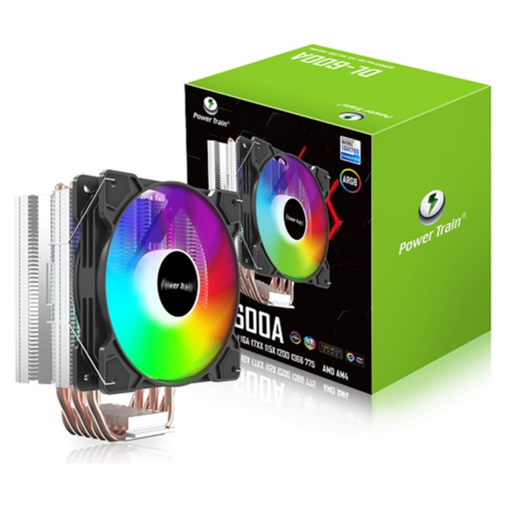 Răcitor CPU Power Train DL-600A 190W ARGB, pentru socket AM4