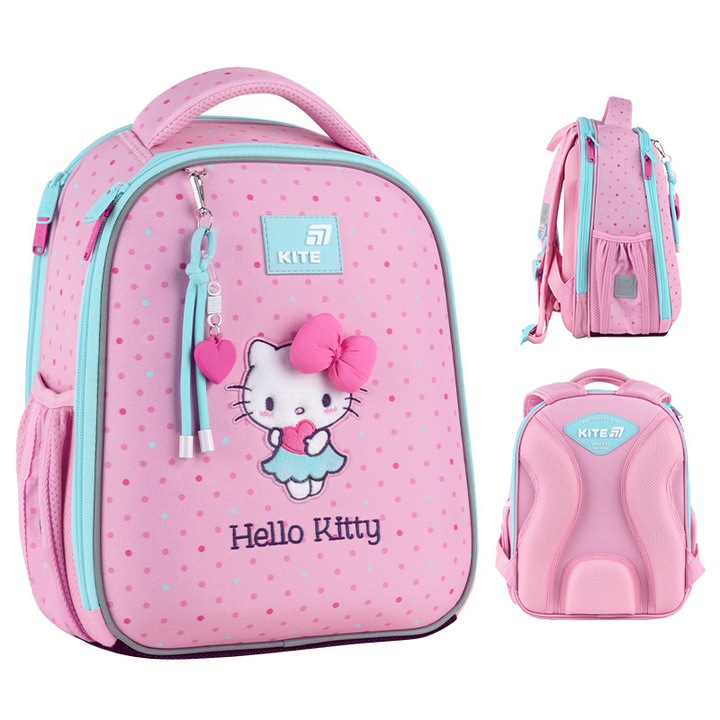 Ghiozdan scolar cu spate rigid pentru fete, clasa 1, Hello Kitty, Kite