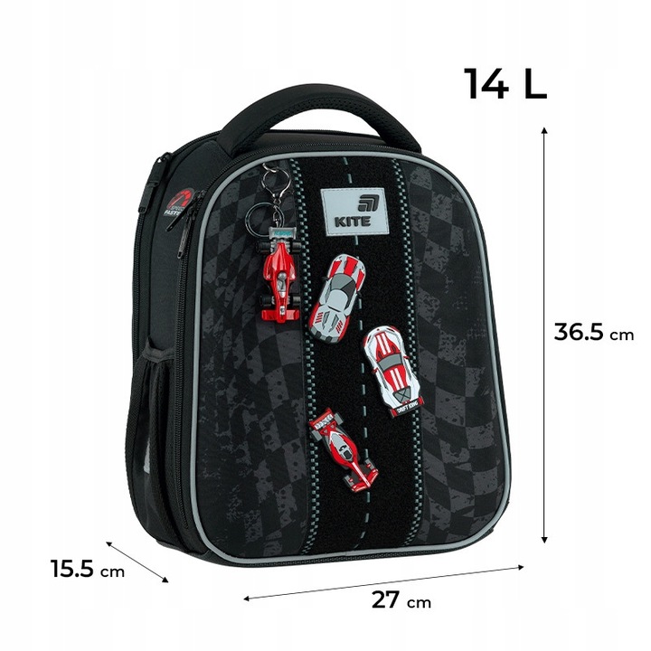 Ghiozdan scolar ortopedic cu structura rigida pentru baieti, clasele 1–3, negru, Kite