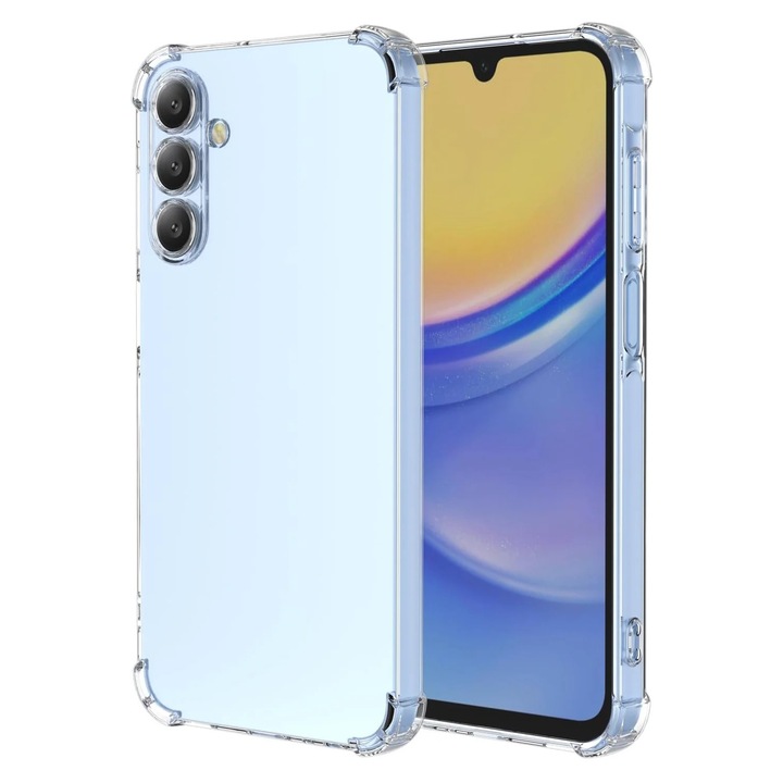 Átlátszó vékony tok Samsung Galaxy A17-hez, ütésálló, megerősített kiálló sarkok, csúszásgátló szilikon, ISAG