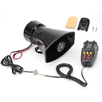 Sirena auto cu microfon si portavoce, Rqiurpn, 12V, 100W, 115dB, 7 sunete, Negru