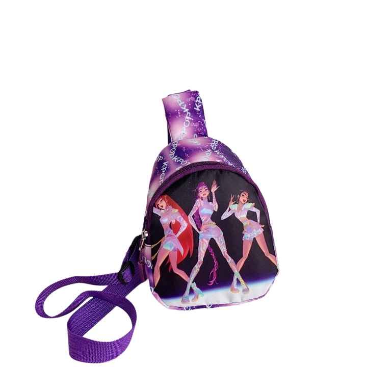 Lány hátizsák, Huntrix modell, 14x7x18cm, állítható pánt, többszínű