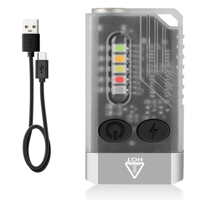 Lanterna WIOLETA EDC 3.0, reincarcabila, lumina stralucitoare, design mini, cu adeziv magnetic, portabil, 10x3cm