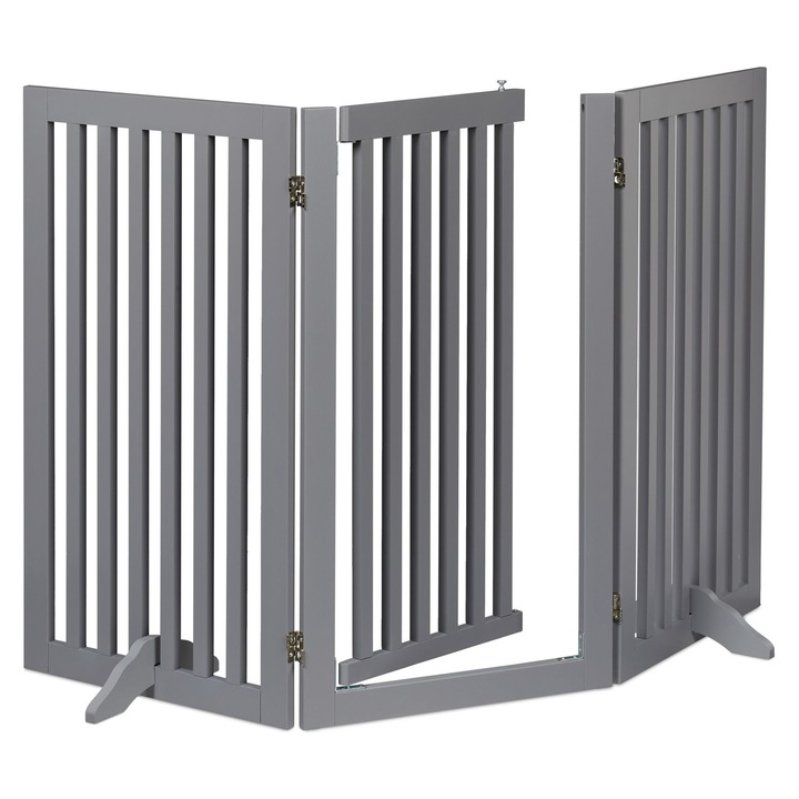 Предпазна ограда Relaxdays, за деца и домашни любимци, 92 x 154 x 30 см, от МДФ, сива
