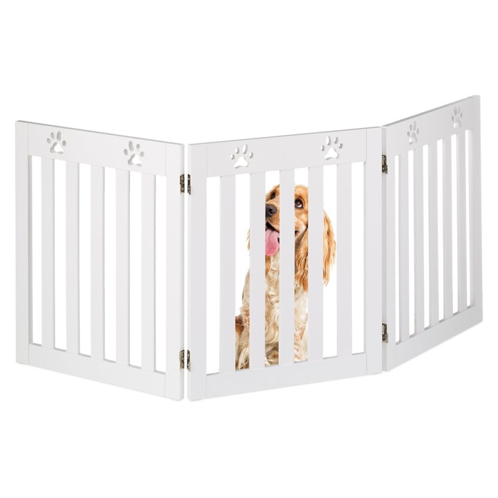 Предпазна ограда за деца и домашни любимци Relaxdays, 60 x 153 x 2 см, от MDF, Бяла