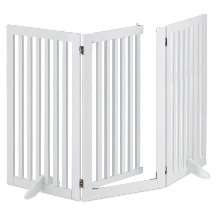 Gard de siguranta Relaxdays, pentru copii si animale de casa, 92 x 154 x 30 cm, din MDF, Alb
