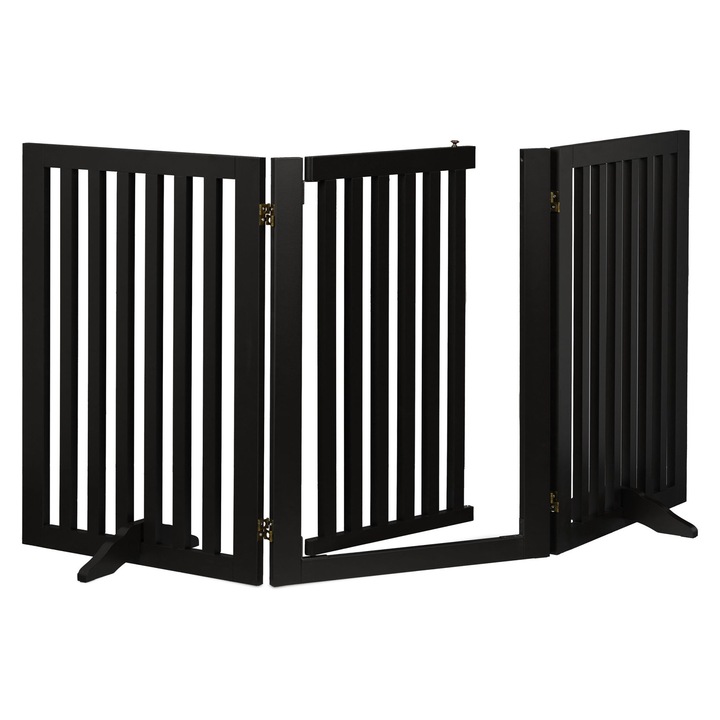 Предпазна ограда Relaxdays, за деца и домашни любимци, сгъваема, 70 x 154 x 30 см, от MDF, Черна