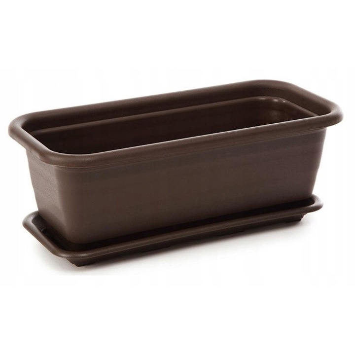 Ghiveci balcon NATURA, Lamela, 50x19x15cm, plastic, moka