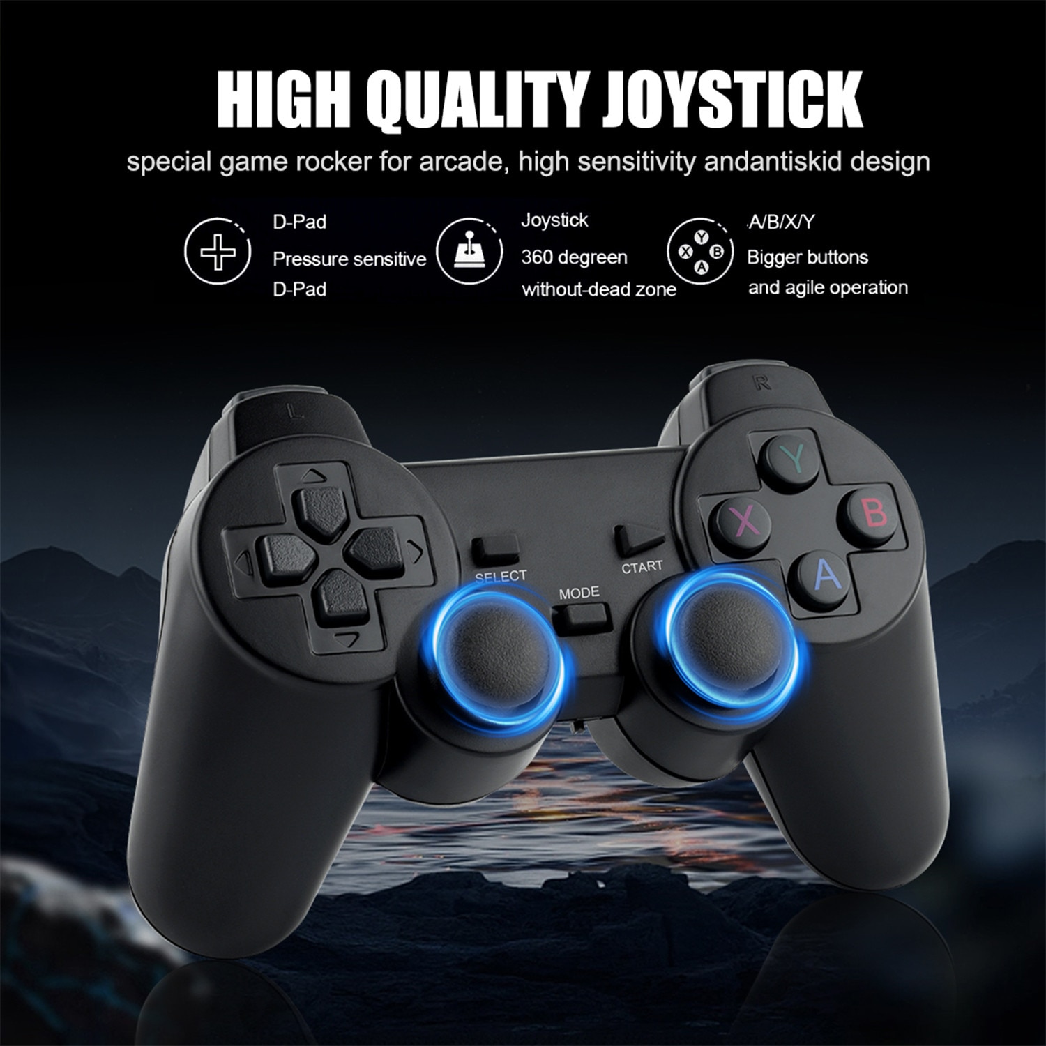 Set consola jocuri de jocuri retro, AKKEE, Portabila, cu 20000 de jocuri incorporate, cu 2 controler wireless, HDMI, USB wireless 2.4 GHz, 64GB, Plug si Play, Negru