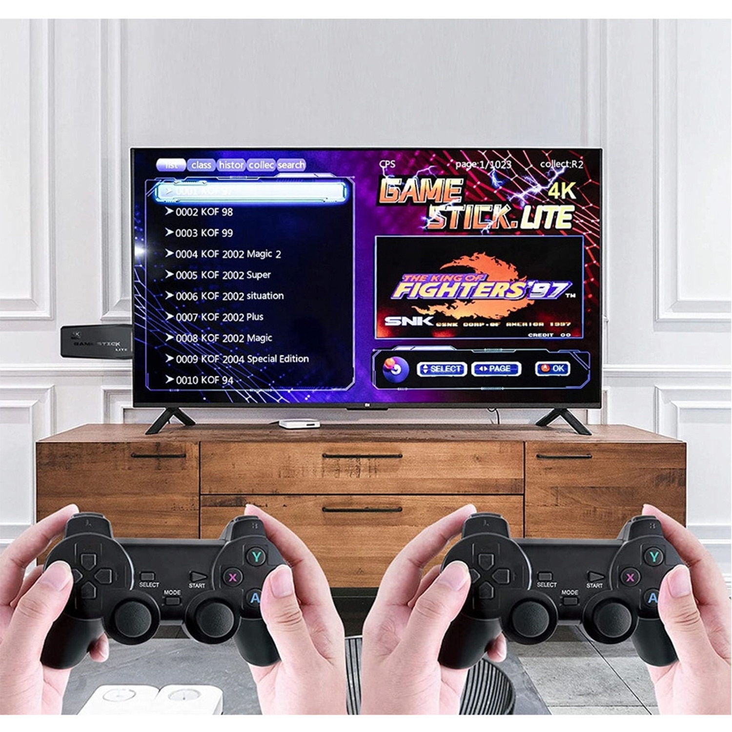 Set consola jocuri de jocuri retro, AKKEE, Portabila, cu 20000 de jocuri incorporate, cu 2 controler wireless, HDMI, USB wireless 2.4 GHz, 64GB, Plug si Play, Negru