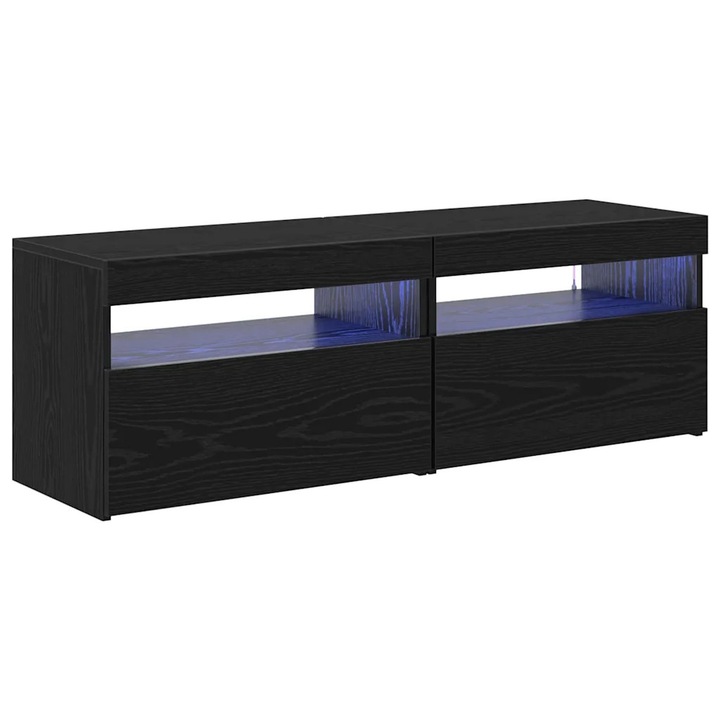 VidaXL TV szekrény LED-del 2 pcs Fekete tölgy 60 x 35 x 40 cm Faanyag 862556