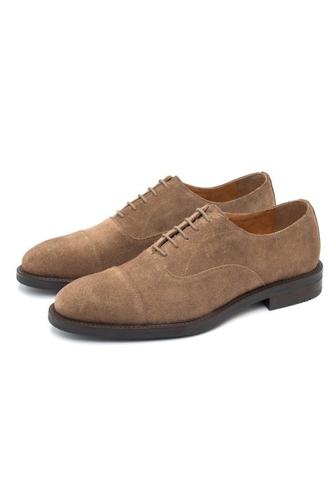 RYŁKO, Pantofi Oxford de piele intoarsa cu brant de piele, Maro deschis, 41