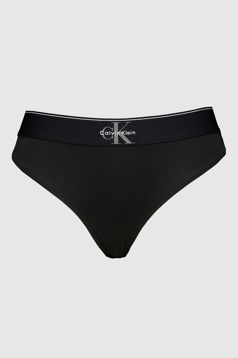CALVIN KLEIN, Chiloti tanga cu banda logo in talie, Negru