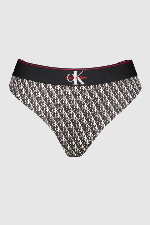 CALVIN KLEIN, Танга с лого, Бял/Черен