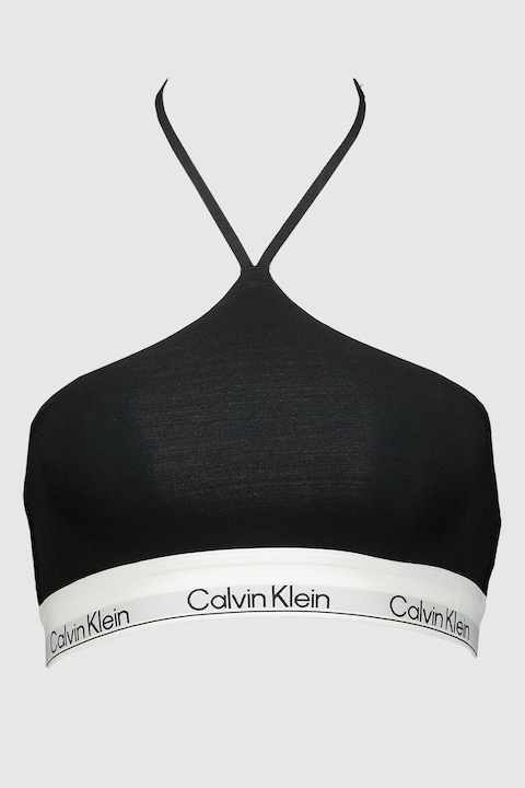 CALVIN KLEIN, Bustiera din amestec de modal cu decolteu halter, Alb/Negru