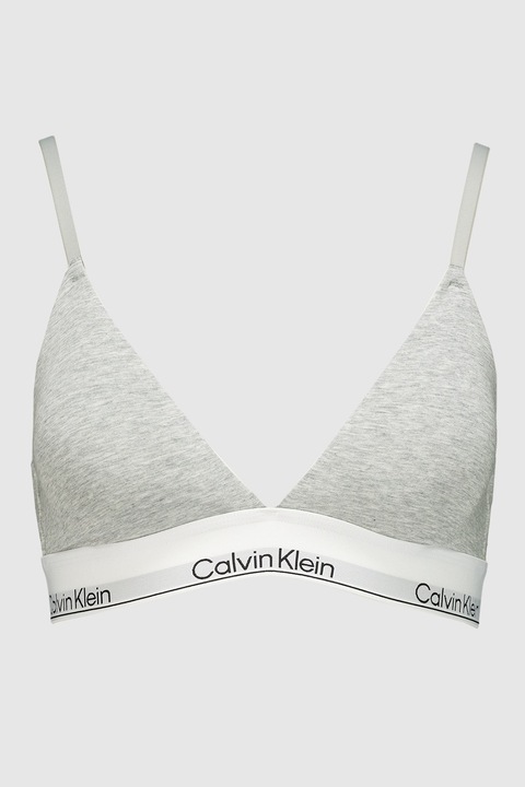 CALVIN KLEIN, Sutien din amestec de modal cu cupe triunghiulare si banda logo, Gri deschis