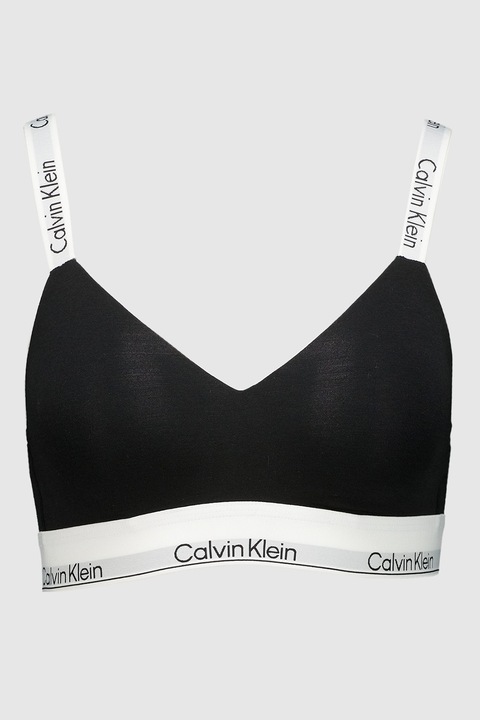 CALVIN KLEIN, Sutien din amestec de bumbac cu acoperire completa, Alb/Negru