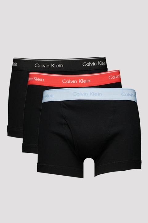 CALVIN KLEIN, Боксерки с лого на талията - 3 чифта, Черен/Корал/Светлосин