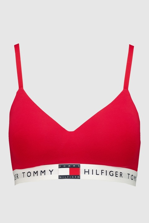Tommy Hilfiger, Bustiera cu burete si logo, Rosu vermillion