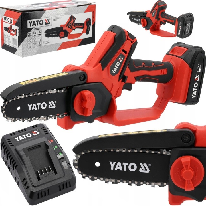Yato láncfűrészek, mini láncfűrész 18V, 6" (158,5 mm), 2Ah, akkumulátorral és töltővel