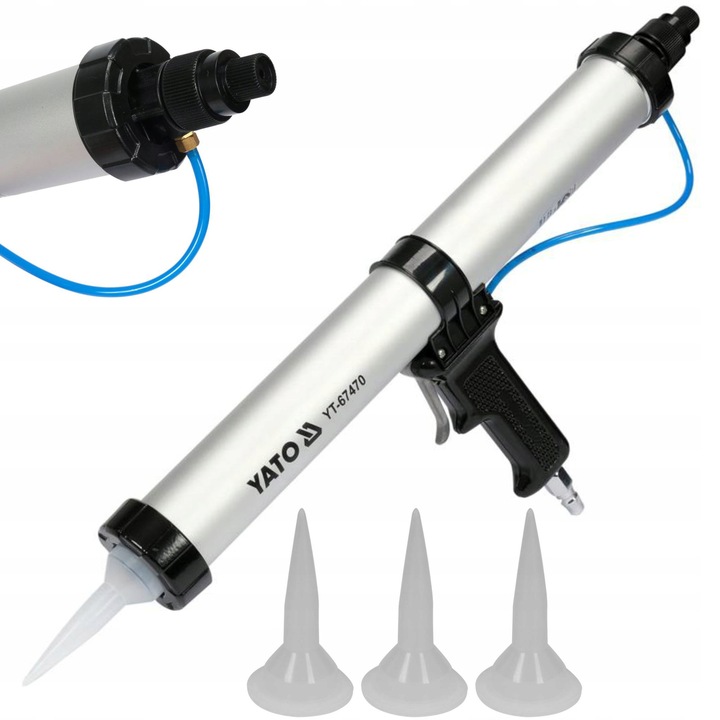Pistol pneumatic pentru silicon, Yato, 600ml, aluminiu, 15''