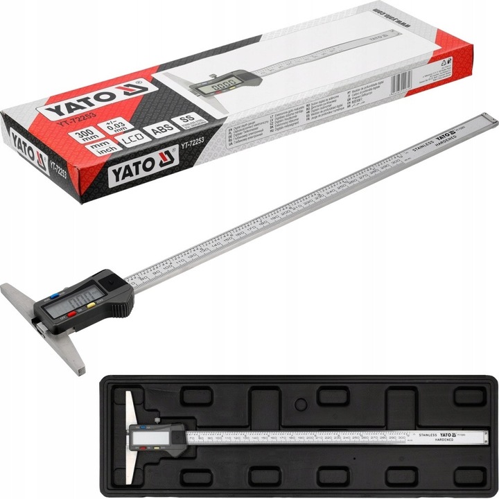 Glebokosciomierz electronic Yato 300mm, precizie 0,03mm, display LCD, otel inoxidabil