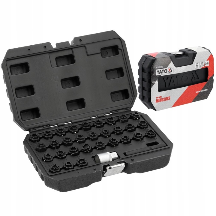 Комплект ключове за секретни болтове Mercedes, Yato, 32 елемента, 1/2", CrMo стомана