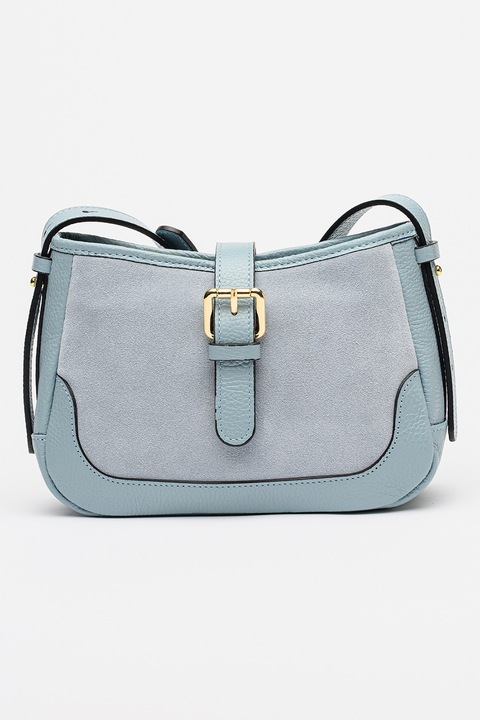 Massimo Castelli, Geanta saddle cu bareta de umar si piele intoarsa, Albastru deschis