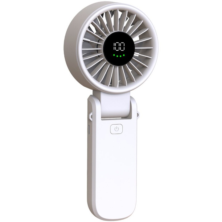 Ventilator Portabil cu Baterie si Display Digital, 5400RPM - Techsuit (A10) - alb