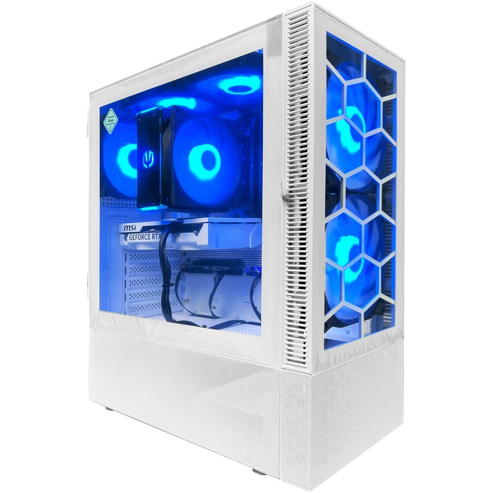 Настолен компютър Gaming A+, AMD Ryzen™ 5 8400F до 4.7GHz, 32GB DDR5, 1TB SSD, MSI GeForce RTX™ 5060 8GB VENTUS 2X OC, No OS, White