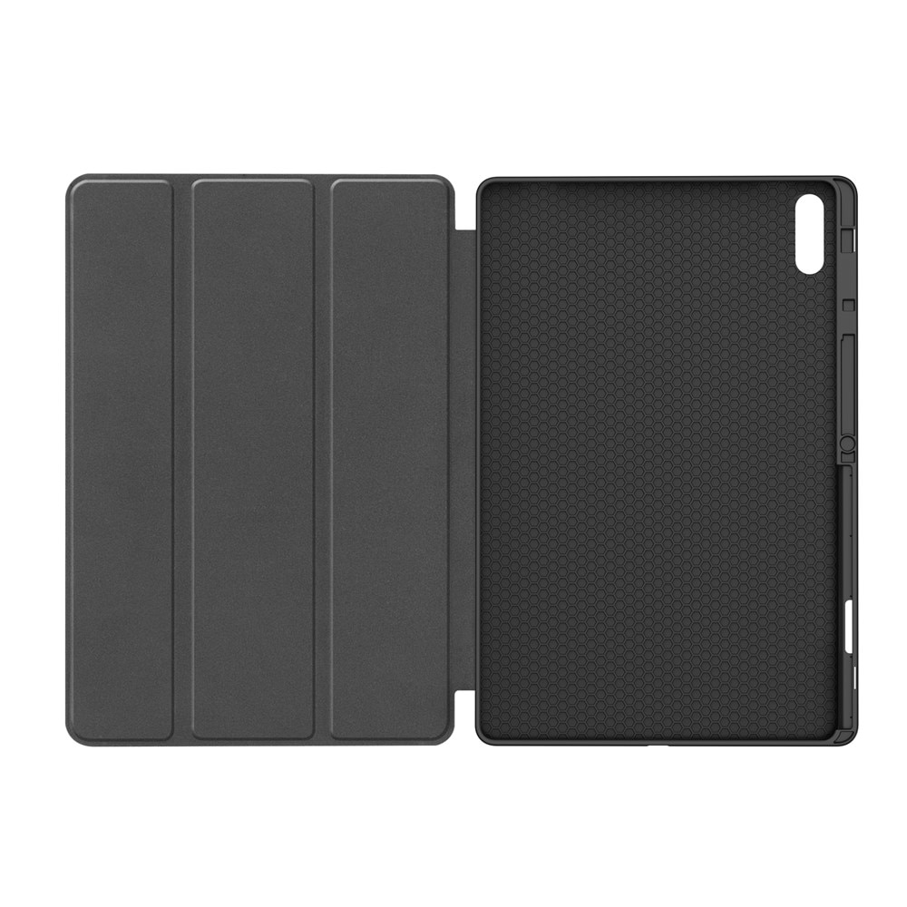 Husa tableta pentru Samsung Galaxy Tab S11 Ultra, suport Pencil, functie Sleep/Wake, Flex Trifold, set cu sticker, Bleu