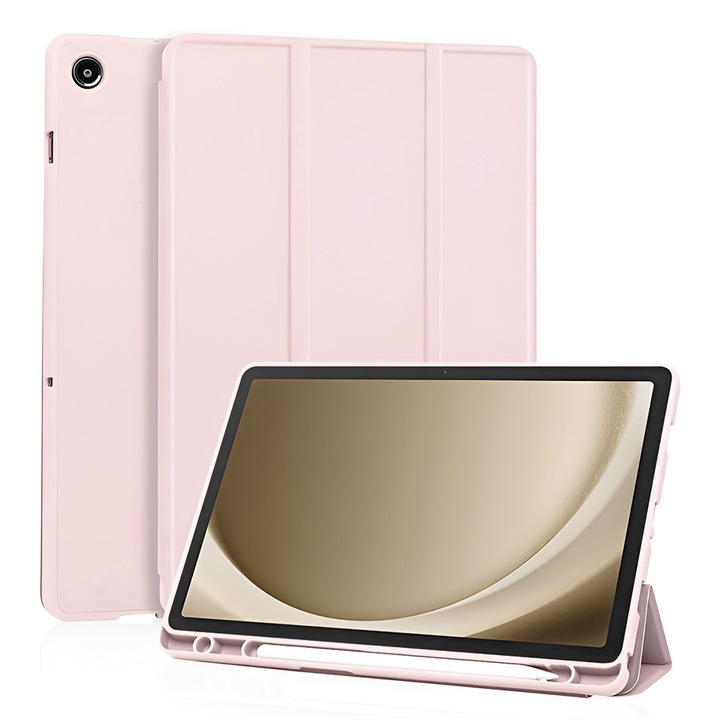 Husă pentru tabletă Flip Cover Flex Trifold, roz, 360 protecție, dimensiuni Samsung Galaxy Tab A11 Plus / A9 Plus