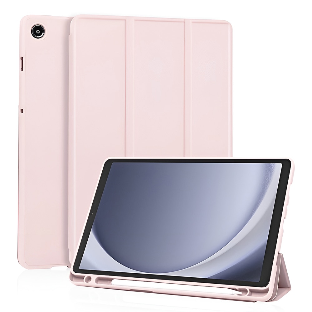 Husă Flip Cover Flex Trifold pentru tabletă, roz, set pentru Samsung Galaxy Tab A11/A9, protecție 360, design subțire