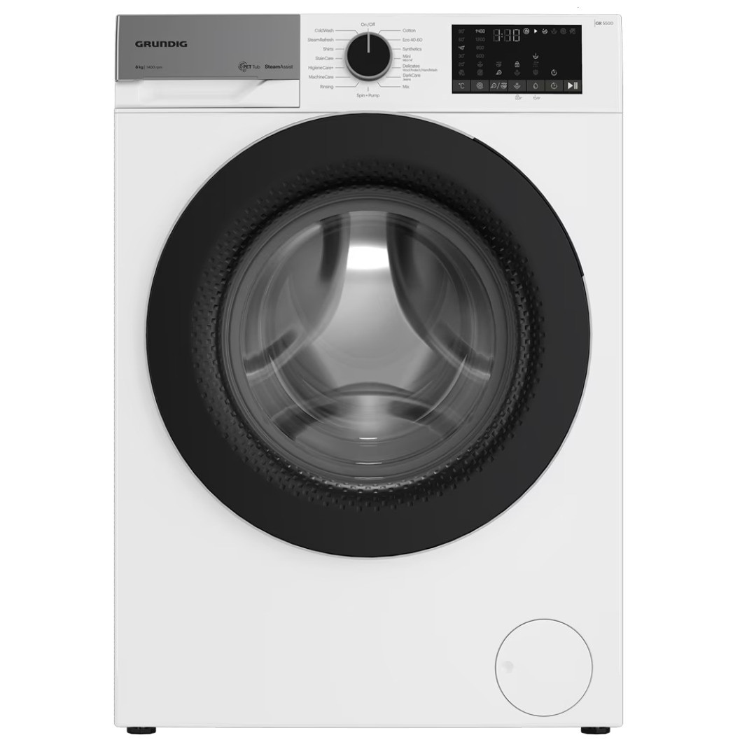 Masina de Spalat Rufe Frontala Grundig GW5P4841WB ES, 8 kg, 1400rpm, Alb, cu SteamAssist, Clasa A