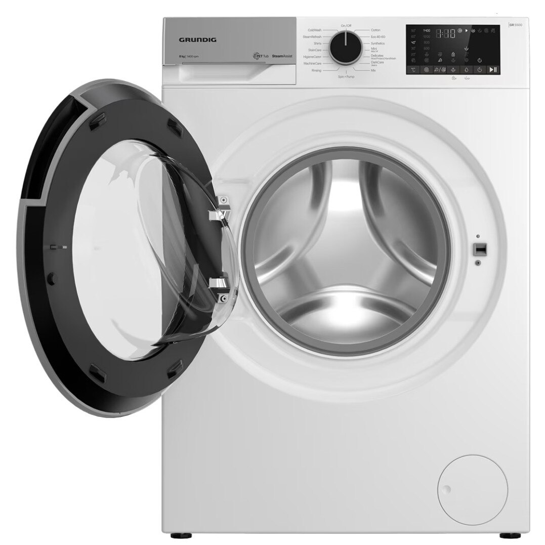 Masina de Spalat Rufe Frontala Grundig GW5P4841WB ES, 8 kg, 1400rpm, Alb, cu SteamAssist, Clasa A