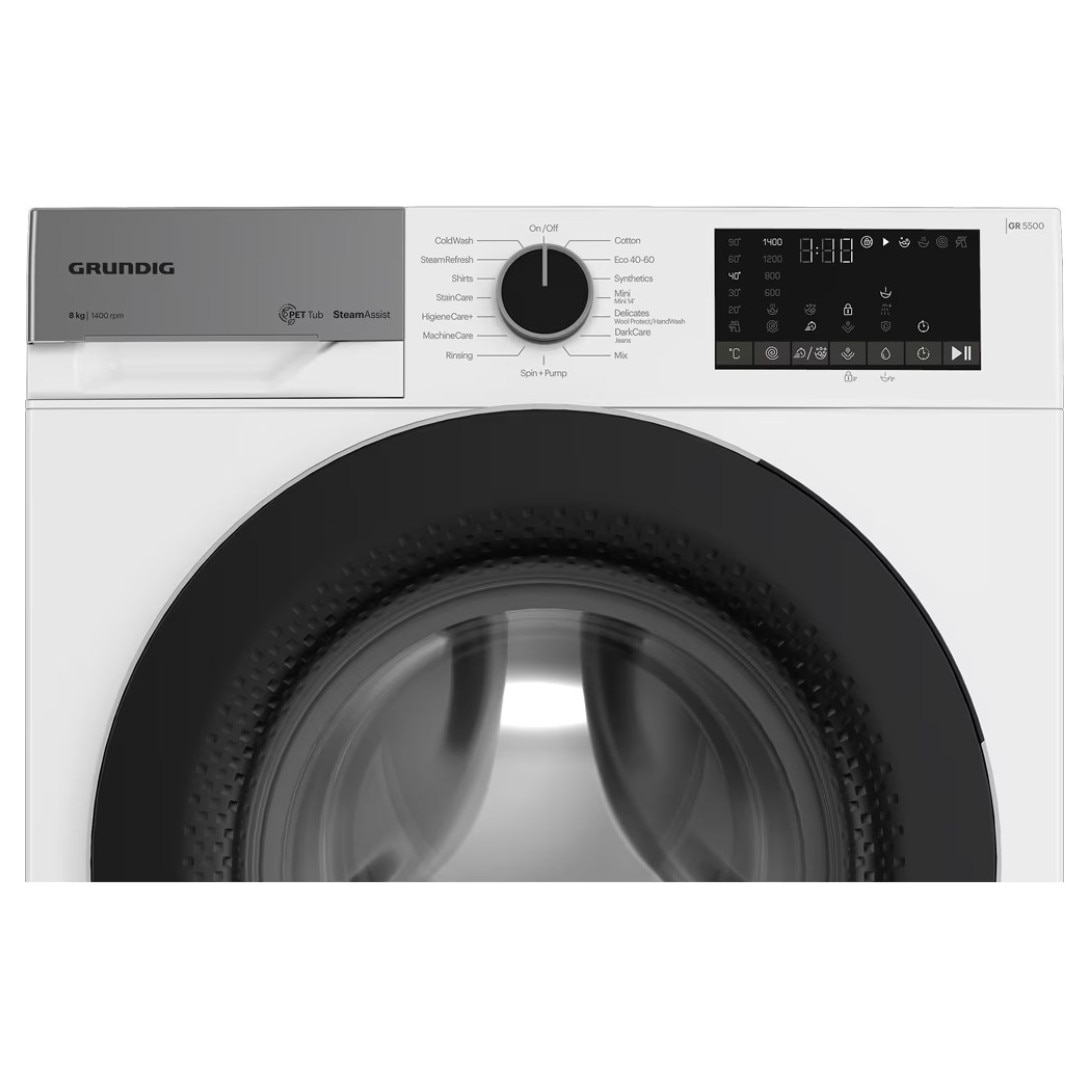 Masina de Spalat Rufe Frontala Grundig GW5P4841WB ES, 8 kg, 1400rpm, Alb, cu SteamAssist, Clasa A