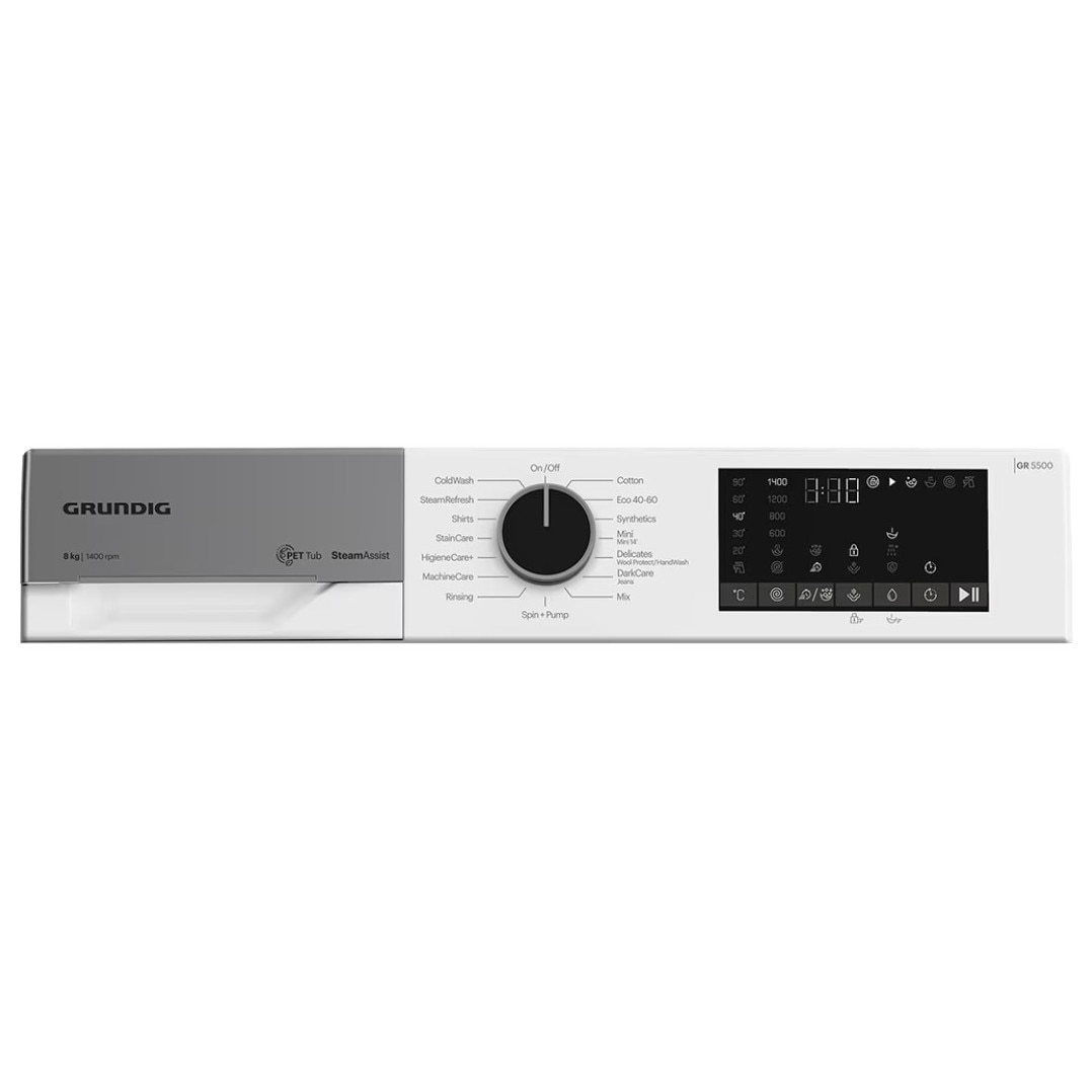 Masina de Spalat Rufe Frontala Grundig GW5P4841WB ES, 8 kg, 1400rpm, Alb, cu SteamAssist, Clasa A
