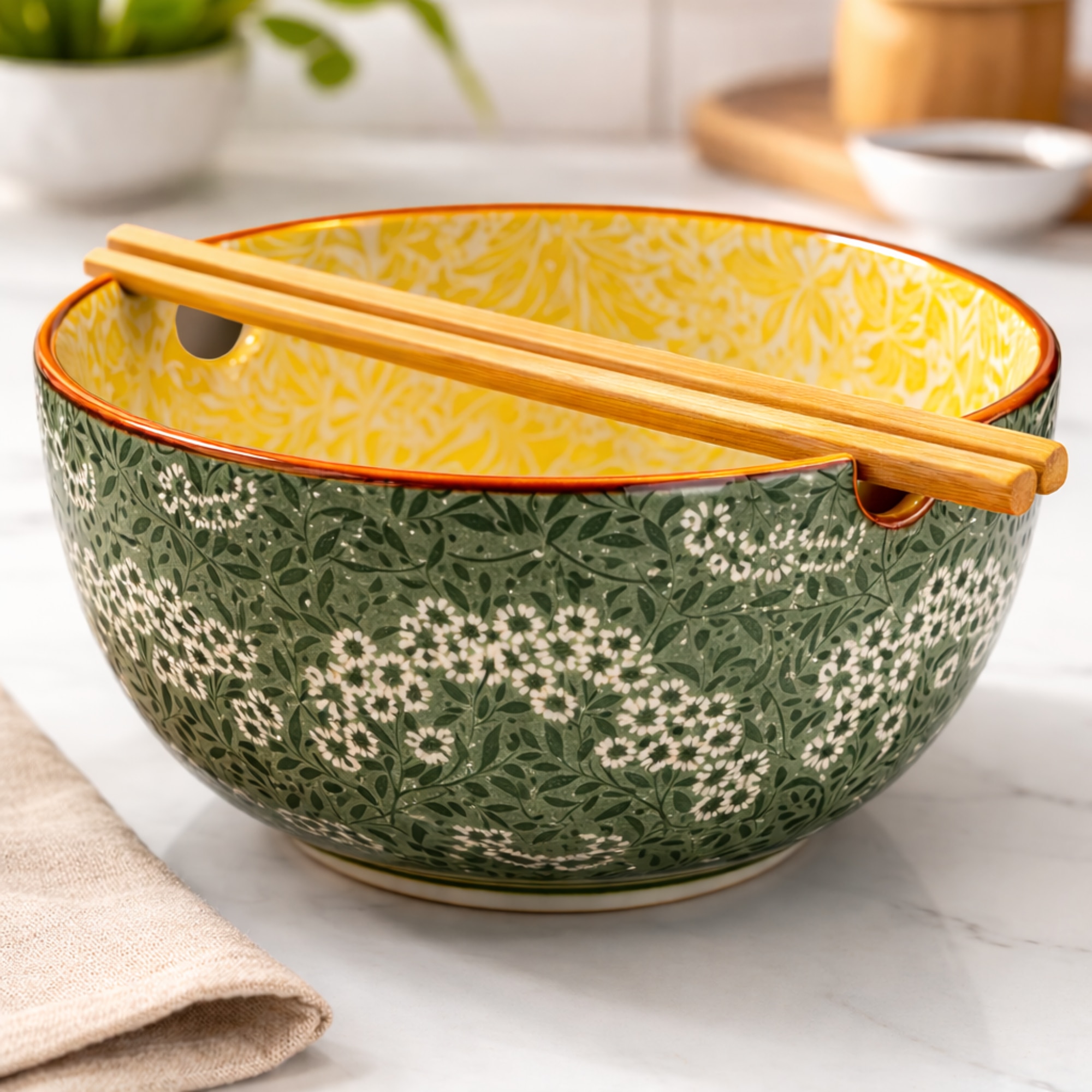 Antbro Set de boluri de porțelan Japonez x10 Verde Olive 16x10cm, 720 ml