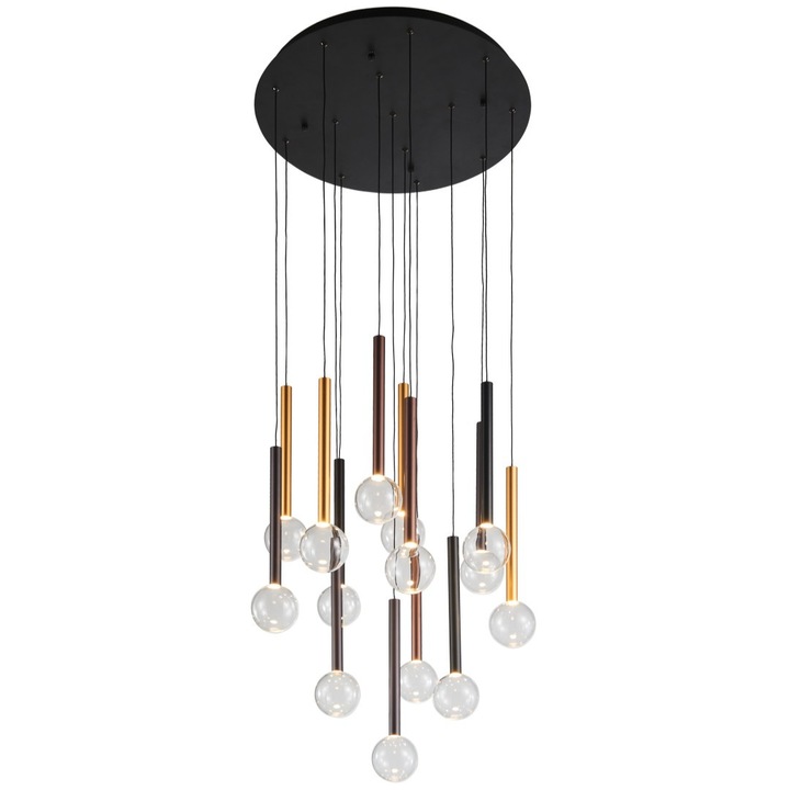 Висяща лампа ALINOS, 14 LED, черна, 62x200см, с функция за димиране