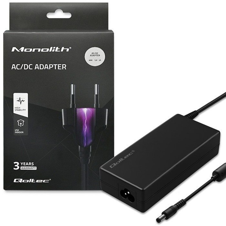 Sursa alimentare laptop, Qoltec, 60W, 12V, 5A, 5.5x2.5