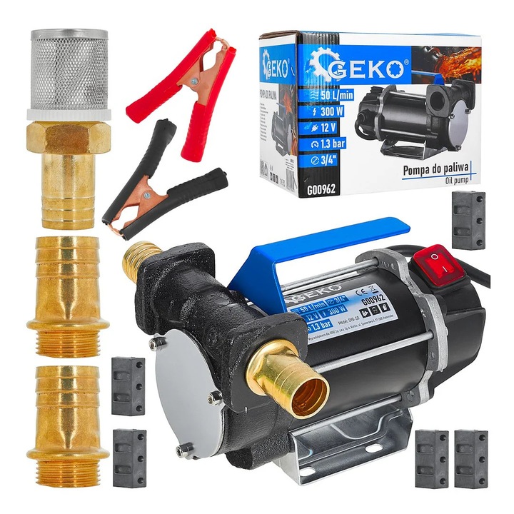 Pompa transfer combustibil diesel, 12 V, 300 W, Geko G00962