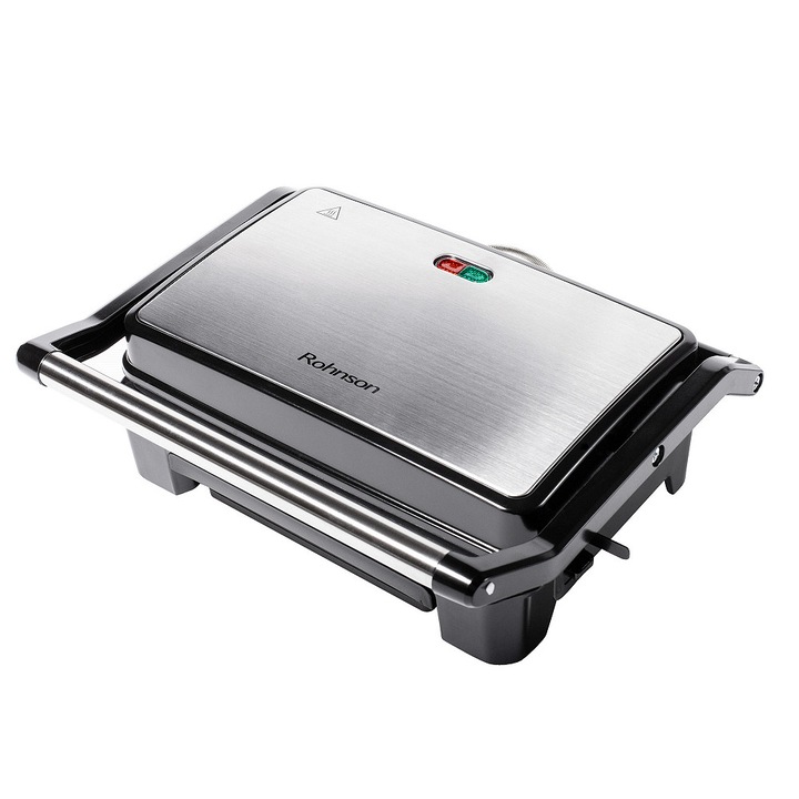 Сандвич тостер Rohnson R-2105, 800W, Плоча 23х 14, 5, Плочи с мраморно покритие, Сребрист