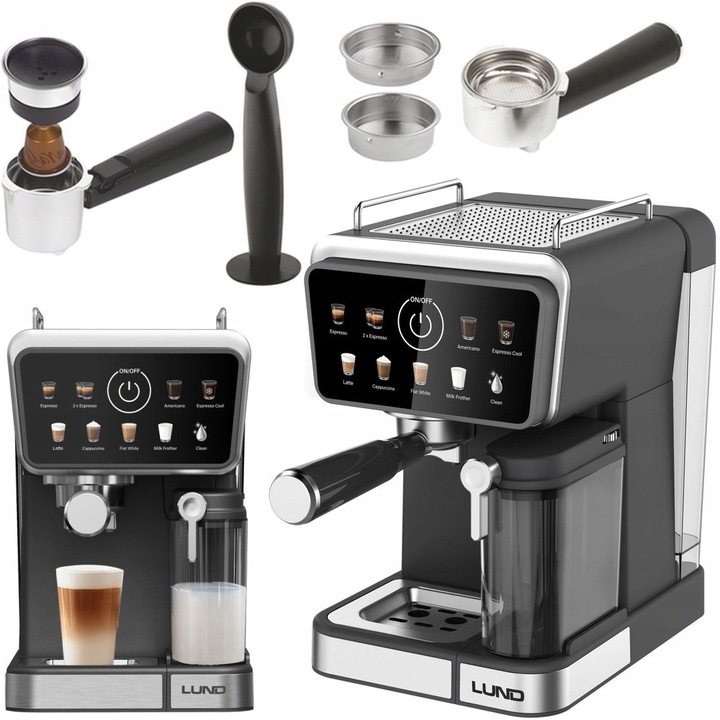 Espressor Multifunctional 4 in 1, 1400W, 20 Bari Presiune, Design Compact, Rezervor 700 ml, functie de oprire automata din cauza lipsei de apa, protectie la supraincalzire, Preparare Rapida, Aparat de Cafea Compatibil cu Capsule si Cafea macinata