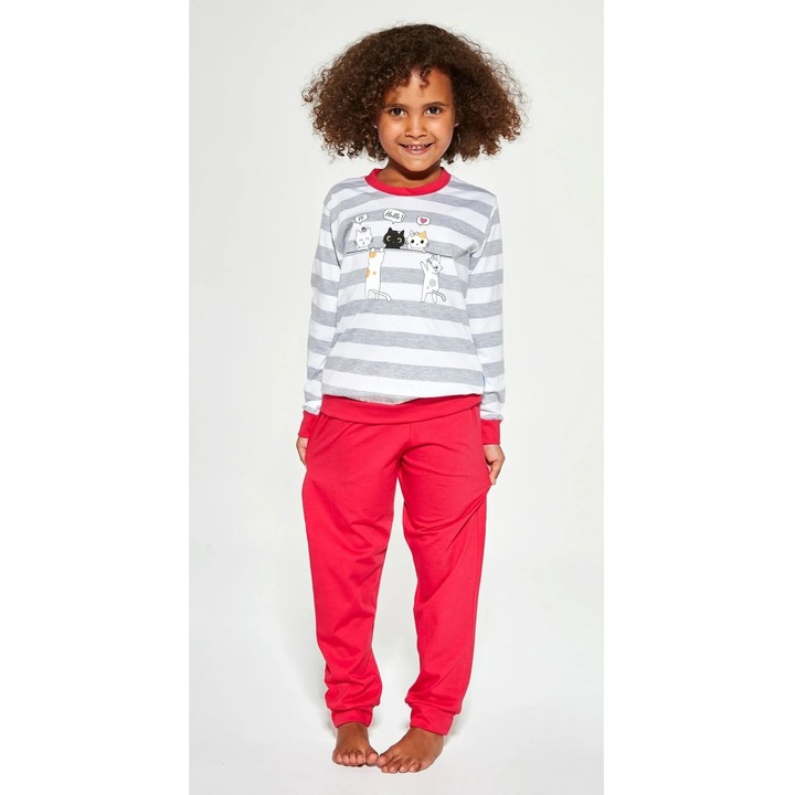 Pijama fete Cornette, bumbac, gri, Gri
