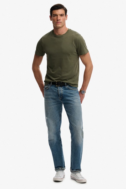 Superdry & Co, Памучна тениска без шарка, Каки