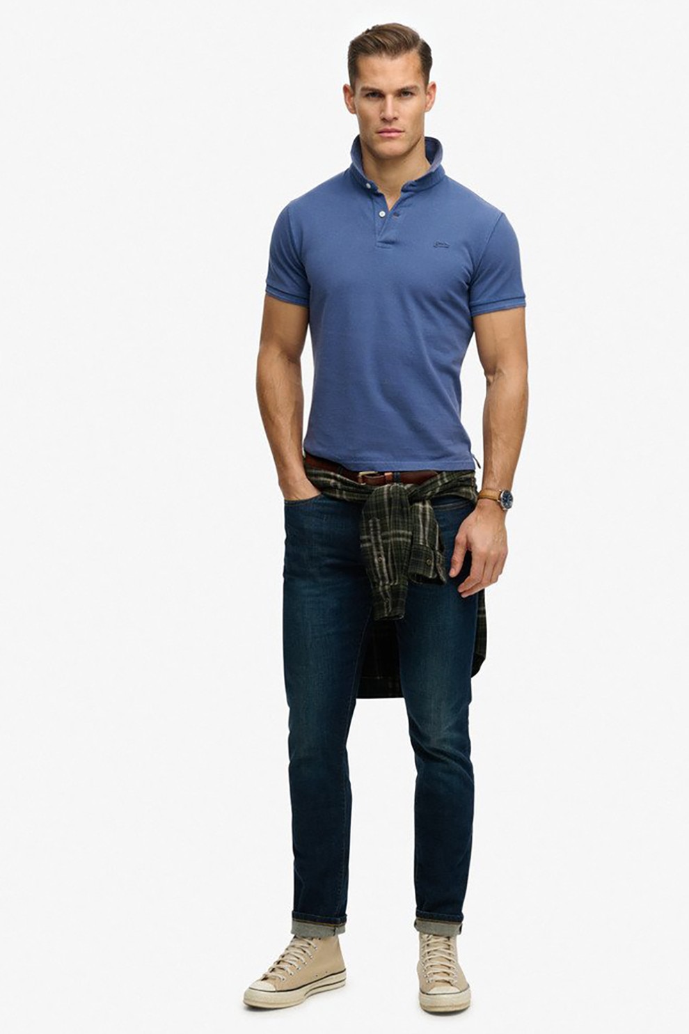 Superdry & Co, Tricou polo regular fit, Albastru pastel, XL